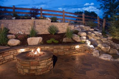 Stone Fire Pit in Garden